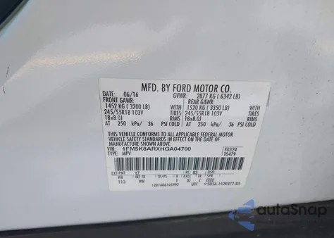 2017 Ford Police Interceptor from USA, damaged, VIN 1FM5K8ARXHGA04700